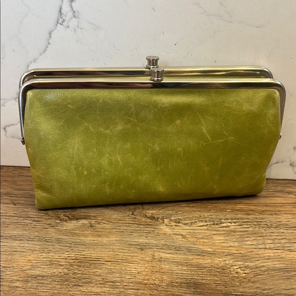 HOBO Handbags - Hobo Lauren Clutch Wallet Leather Double Frame Dark Citron Moss Green Magnetic